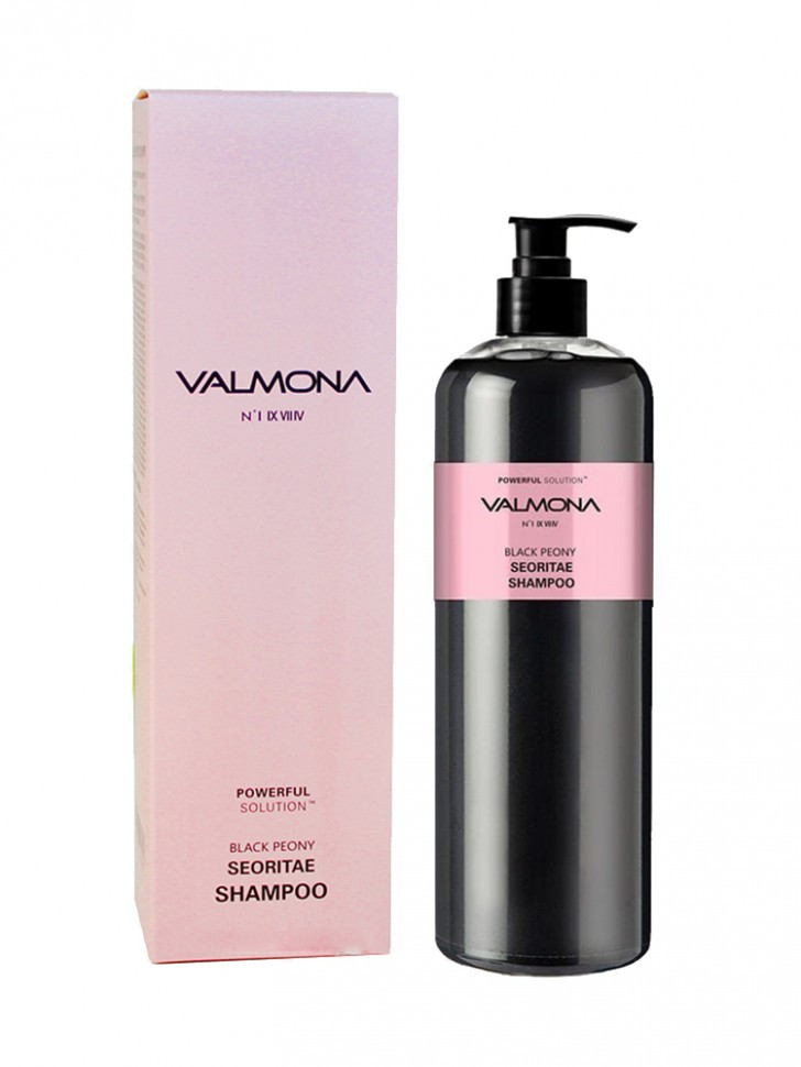 [VALMONA] Шампунь для волос ЧЕРНЫЙ ПИОН/БОБЫ Powerful Solution Black Peony Seoritae Shampoo, 480 мл